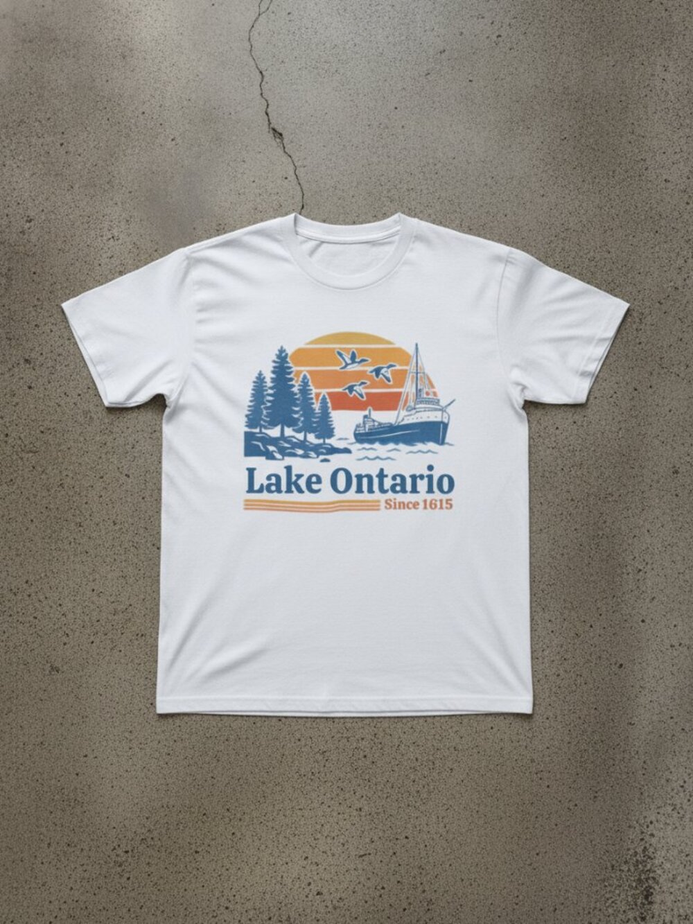 Lake Ontario Vintage Graphic Tee White Outdoors Travel Lake Shirt